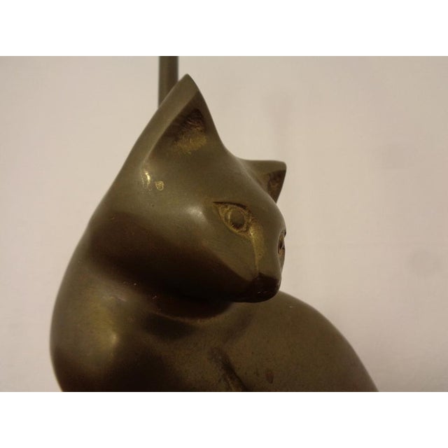 Large Cat Brass Door Stopper, 1960s For Sale - Image 9 of 18