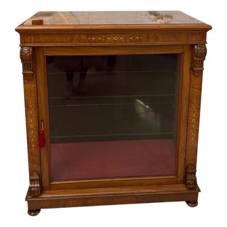 Antique Mid-19th Century Inlaid Mahogany Display Cabinet, 1860s For Sale
