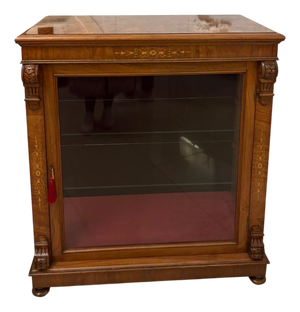 Antique Mid-19th Century Inlaid Mahogany Display Cabinet, 1860s