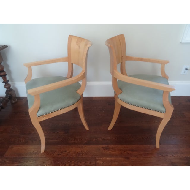 Vintage Biedermeier Style Chairs With Leather Seats For Sale - Image 4 of 9