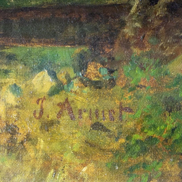 Pastoral Riverbank Scene, Oil on Canvas, Framed For Sale - Image 4 of 6