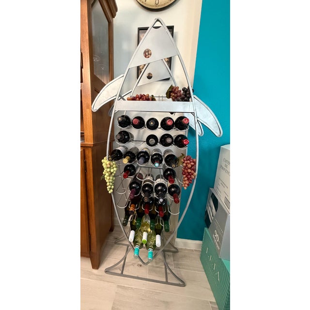 Coastal Mid 20th Century Coastal Fish Wine Rack 39 Bottles Mid Century France For Sale - Image 3 of 8