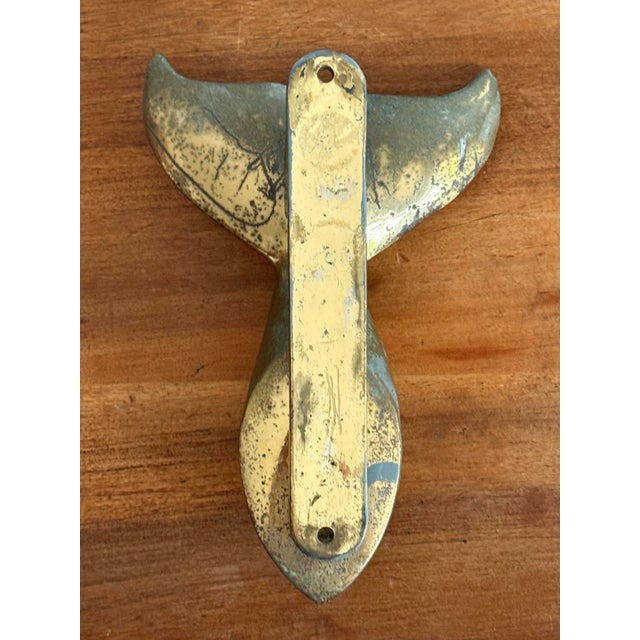 Rustic Nautical Brass Whale Door Knocker For Sale - Image 6 of 8