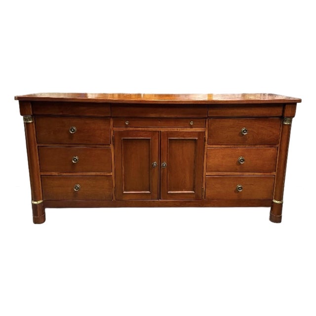 Late 20th Century Baker Furniture Style Palladian Collection Neoclassical Walnut Sideboard. For Sale
