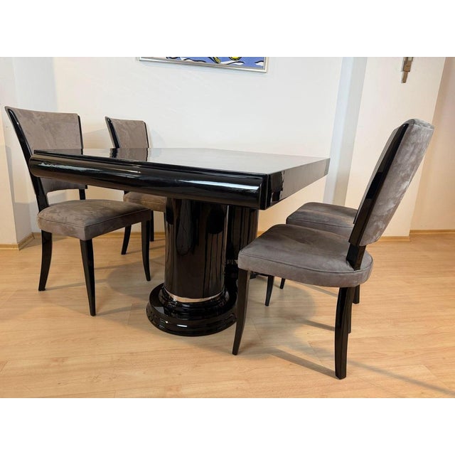 Art Deco Dining Table in Black Piano Lacquer and Metal, 1930 For Sale - Image 17 of 18