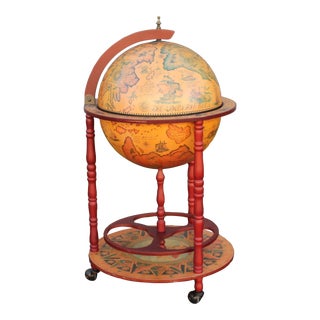 1960's Vintage World Globe Rolling Dry Bar For Sale