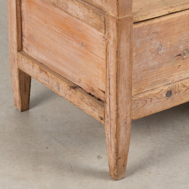 1868 Swedish Carved Pine Storage Bench With Heart Detail For Sale - Image 6 of 15