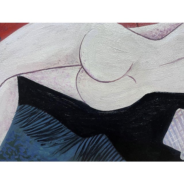 Ivory Oil Painting the Lady Plays Cards Victor Konotopsky For Sale - Image 8 of 10