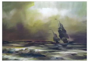 Zigmunds Snore, Great Grandfather at Sea II, Watercolor on Paper, 2019