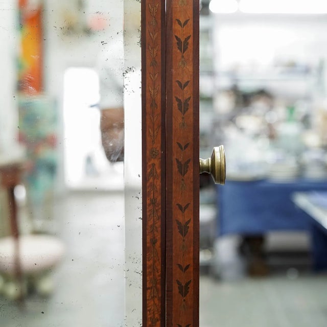 Late 19th Century English Edwardian, Regency Style Mahogany/Satin Wood Cheval Mirror For Sale In West Palm - Image 6 of 6