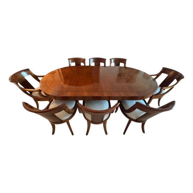 Baker Furniture Palladian Collection Neoclassic Style Extension Dining Table With 8 Chairs For Sale