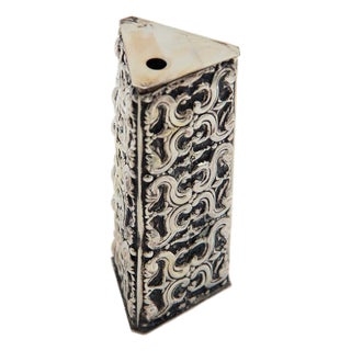 Silver Toothpick Holder in the Shape of Triangular Prism For Sale