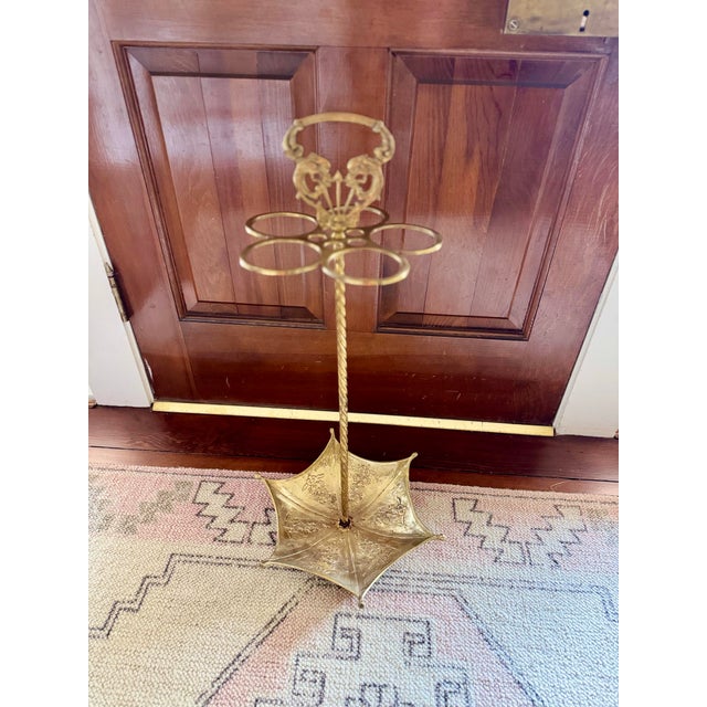 Brass Vintage Brass Umbrella or Cane Stand For Sale - Image 8 of 12