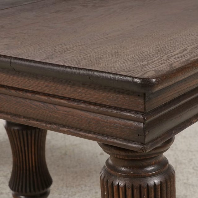 Early 20th Century Antique Jacobean Revival Oak Draw-Leaf Dining Table With Baluster Legs For Sale - Image 5 of 7