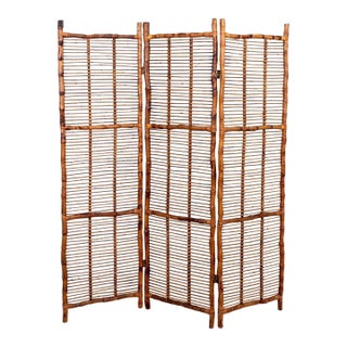 Three Panel Bamboo Screen For Sale