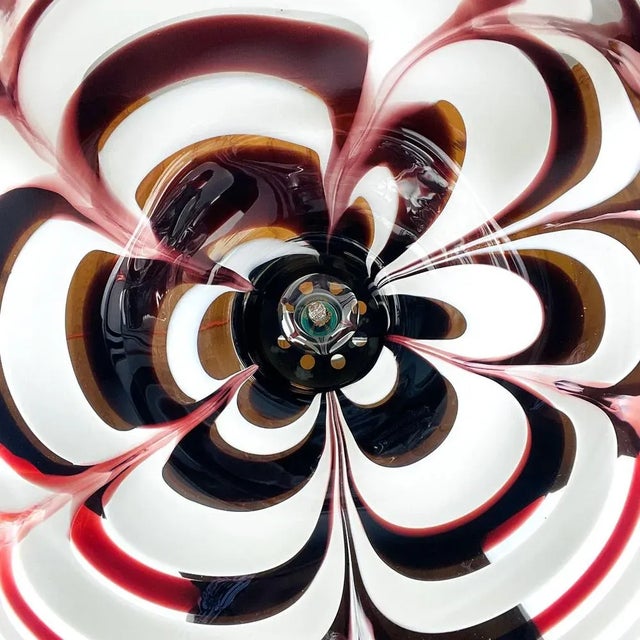 Original Murano Glass Brown Pendant Lamp Flower by AV Mazzega, Italy, 1970s For Sale - Image 6 of 13