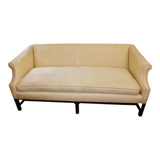 Mid 20th Century Hickory Chair Furniture Reupholstered Tuxedo Sofa For Sale