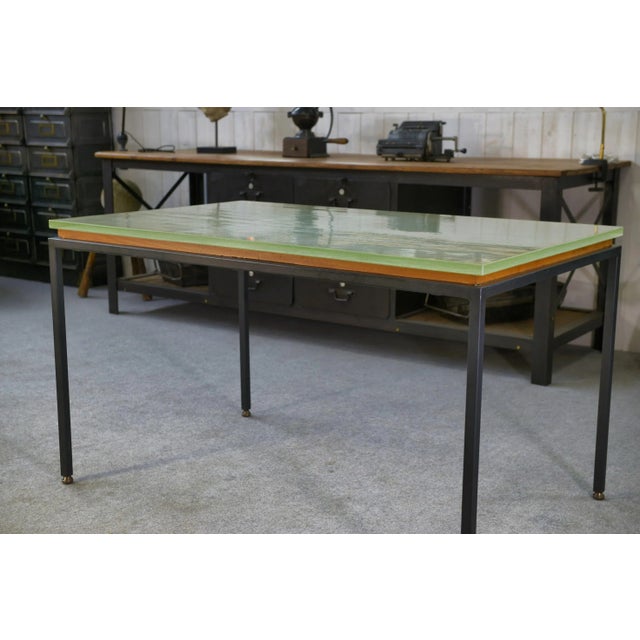 Vintage Table in Glass and Black Lacquered Metal, 1960s For Sale - Image 6 of 9