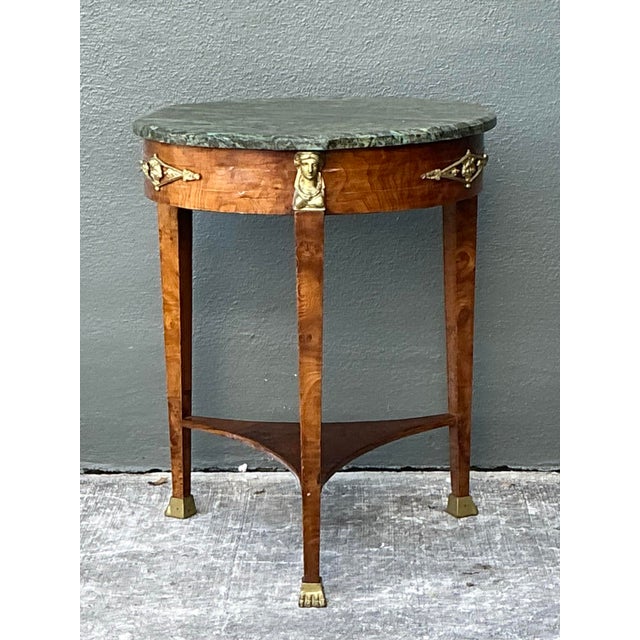 Vintage Ormolu Green Marble Side Table For Sale - Image 4 of 12