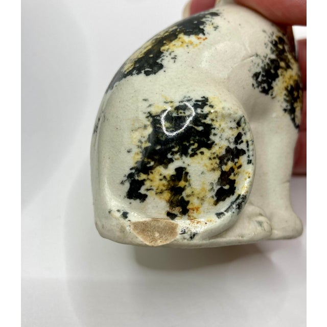 Antique 19th-Century English Staffordshire Spongeware Cat Figurine For Sale - Image 10 of 13