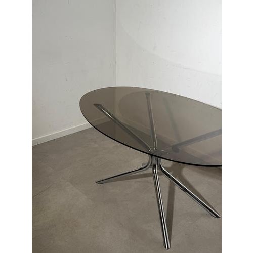 Vintage Chrome and Glass Dining Table For Sale - Image 3 of 7