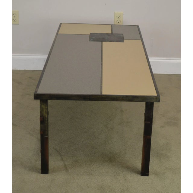 Raymond Mathis Tutto Metal Design Studio Crafted Iron & Stone Tile Top Coffee Table For Sale - Image 4 of 13