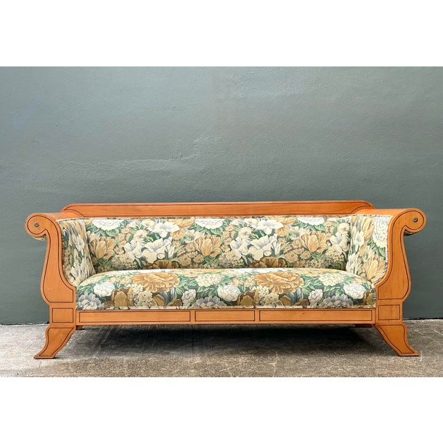 Vintage Biedermeier Sofa in Dorothy Draper Floral Tapestry For Sale - Image 4 of 12