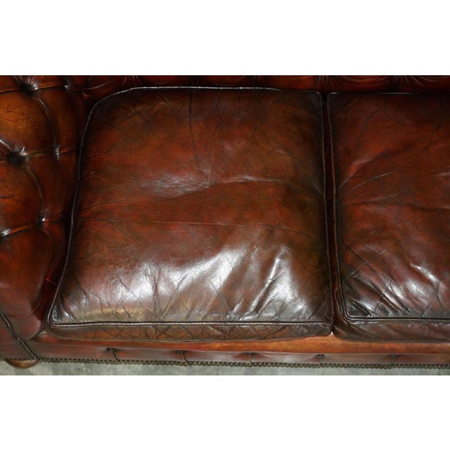 Brown Set of Antique Gentlemans Chesterfield Sofas in Brown Leather For Sale - Image 8 of 18
