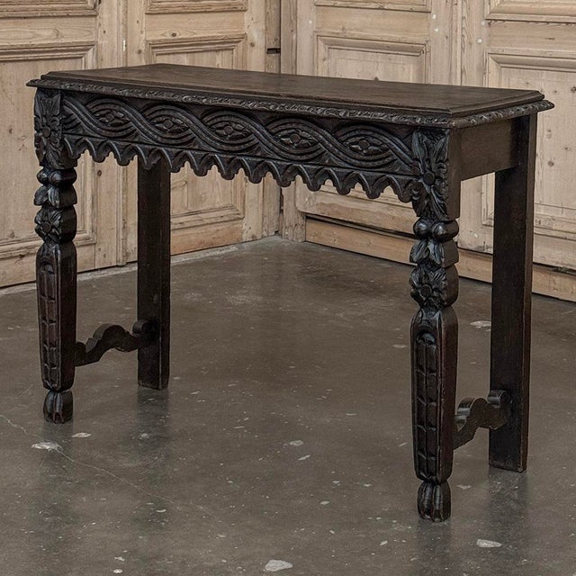 Late 18th Century 18th Century English Rustic Gothic Style Oak Console ~ Sofa Table For Sale - Image 5 of 18