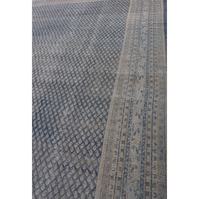 Minimalist Design Antique Persian Tabriz Rug With Modern Look in Blue Tones 8'10 X 11'9 For Sale - Image 4 of 16
