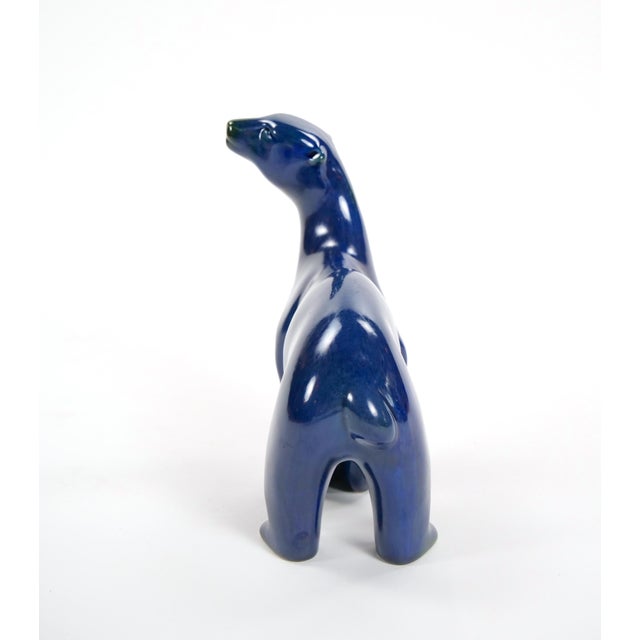 Hand Painted Porcelain / Cobalt Blue & Greenish Iridescent Decorative Sculpture For Sale - Image 4 of 10