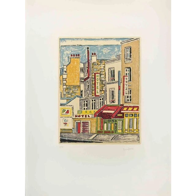 Modern Orfeo Tamburi, Paris, Houses and Walls, 1970s, Lithograph For Sale - Image 3 of 3