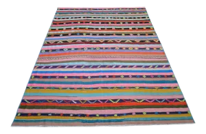 Vintage Turkish Kilim Hand Woven Braided Area Rug