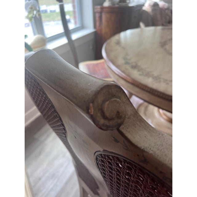 1990s Domain French Floral Painted Dining Set For Sale - Image 9 of 10