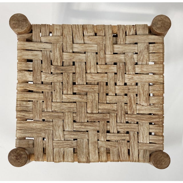 Antique Turned Wood Woven Top Stool For Sale In Kansas City - Image 6 of 8