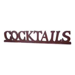 Final Markdwn /1980s Rustic Wooden Cocktails Sign/Sit or Hang For Sale