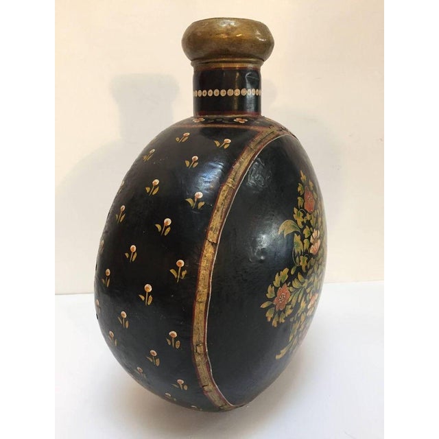 Boho Chic Mughal Copper Black Metal Water Vessel Jug Rajasthan India For Sale - Image 3 of 10