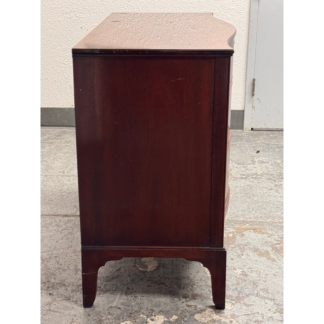 Federal-Style Mahogany Serpentine Three Drawer Dresser, Vintage For Sale In San Francisco - Image 6 of 12