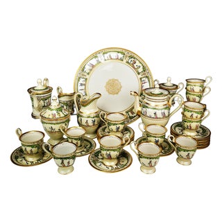 Palais Royal Promenade Aux Champs-Élysées Tea or Coffee Service from Raynaud Limoges, Set of 31 For Sale