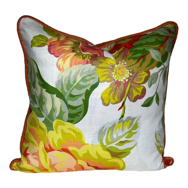 Isaac Mizrahi Mega Chintz for S. Harris Linen Floral Pillow Discontinued For Sale