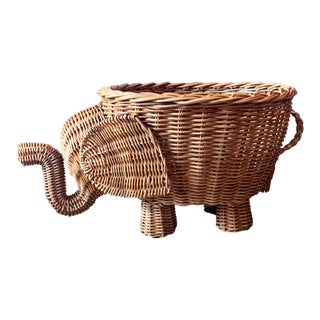 Vintage Wicker Elephant Basket For Sale