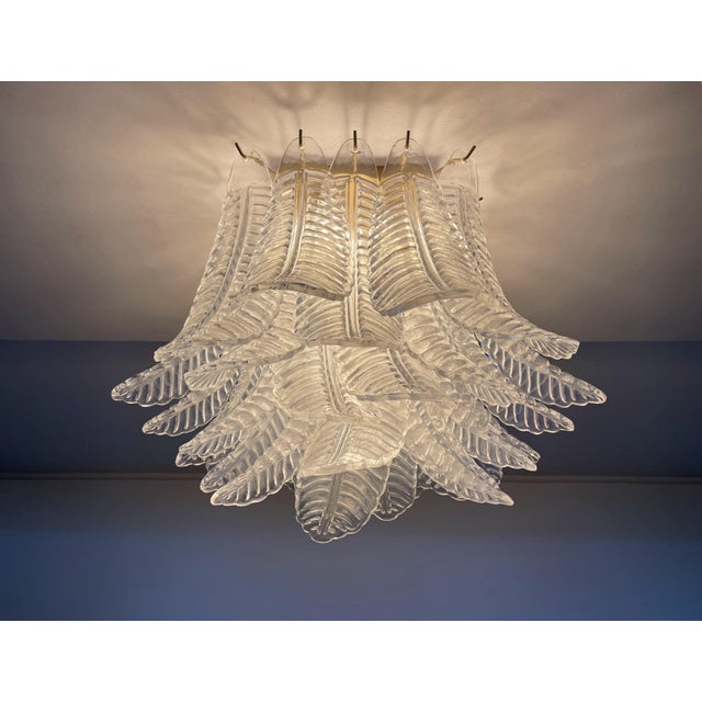 Murano Chandelier with 32 Transparent Felci Glasses, 1990 For Sale - Image 6 of 14