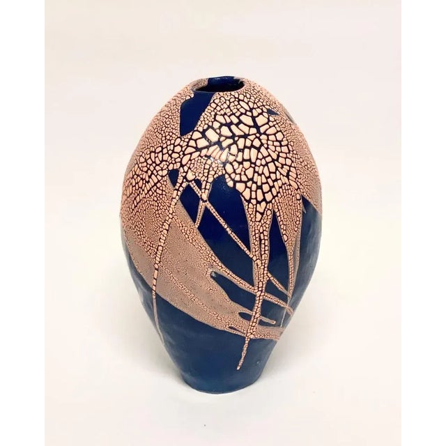 Blue/Blue Dragon Egg Vase by Astrid Öhman For Sale - Image 4 of 6