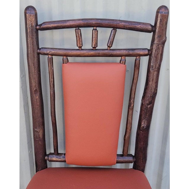 Brown 1930s Old Hickory Dinning Chairs Set of Six Leather Seats Chairs For Sale - Image 8 of 10