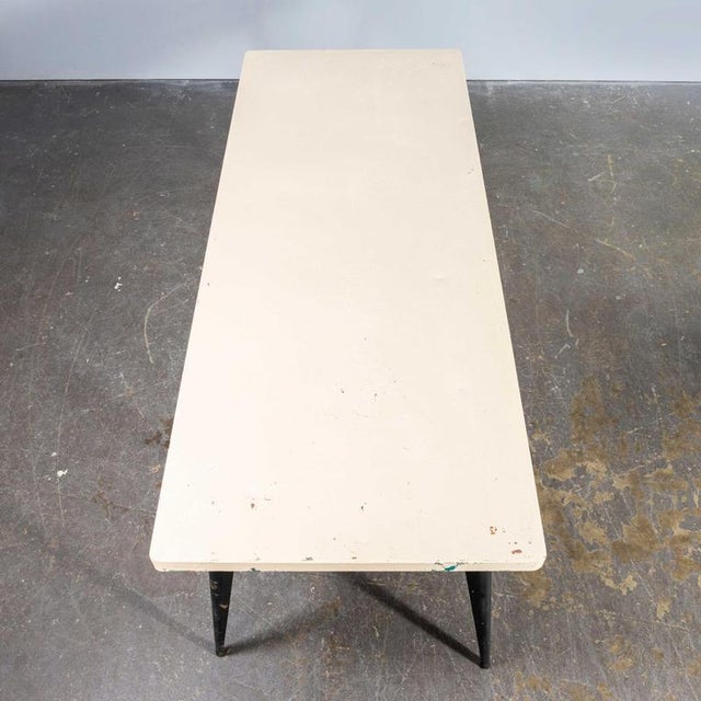 1960's original french t55 tolix rectangular white 2 metre dining table. (932.5). Tolix is one of our all time favourite...
