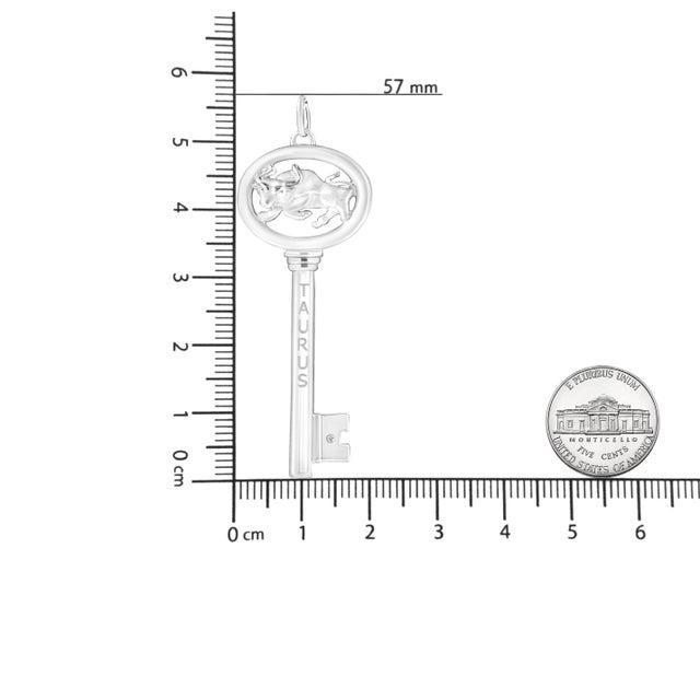 .925 Sterling Silver Diamond Accent Taurus Zodiac Key 18" Pendant Necklace For Sale In New York - Image 6 of 6