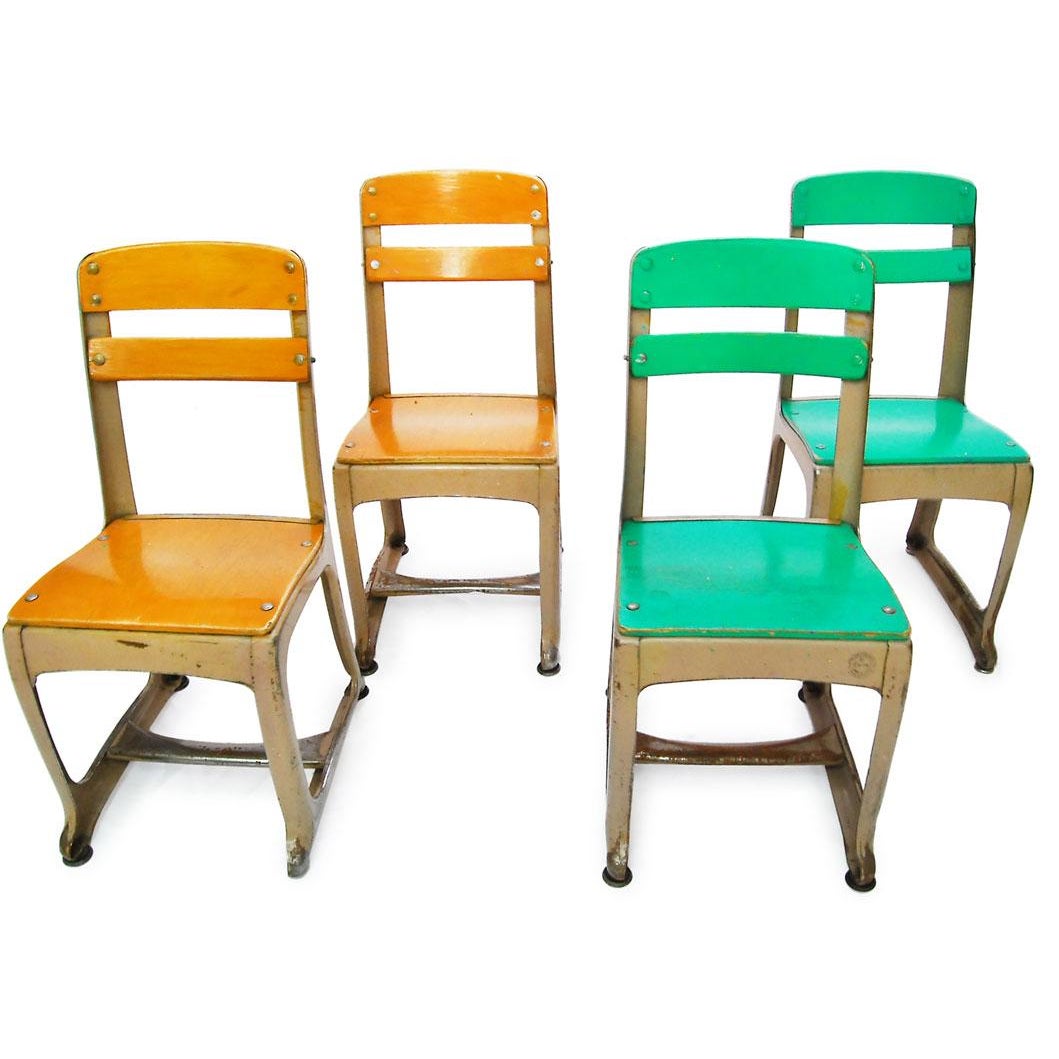 Envoy Seating Co Metal School Chairs Set of 4 Chairish