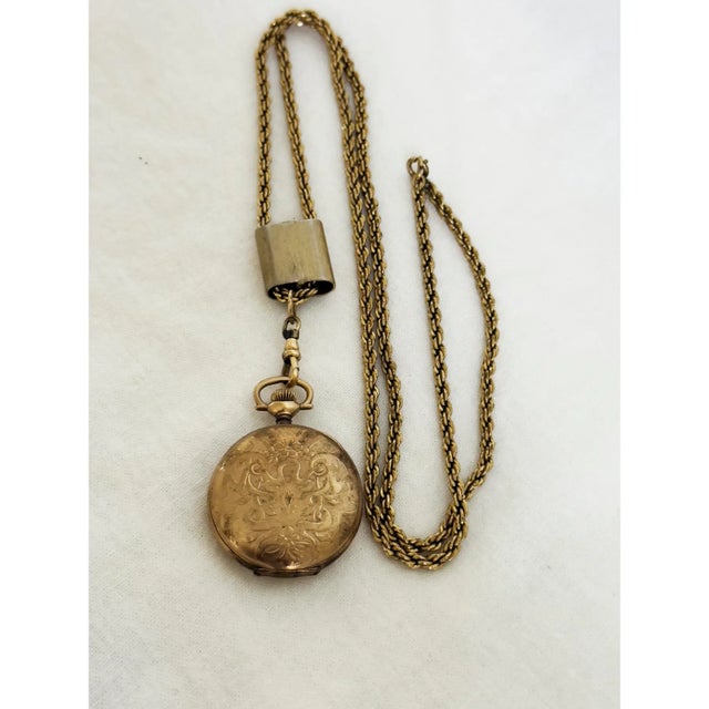 Victorian Late Victorian Gold Filled Guard Chain With Illinois Hunter Case Pocket Watch, C. 1890–1900 For Sale - Image 3 of 14