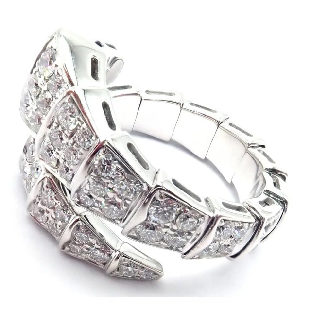 Bulgari Serpenti Viper White Gold Diamond Band Ring *Accompanied by a Bulgari box and service paper from the Bulgari...