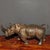 Vintage Gilt Accent Bronze Rhinoceros Sculpture, Textured Rhino Statue For Sale In Los Angeles - Image 6 of 7